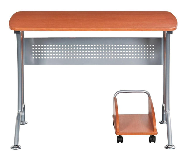 Techni Mobili Modern Computer Desk With Mobile CPU Caddy, Dark Honey