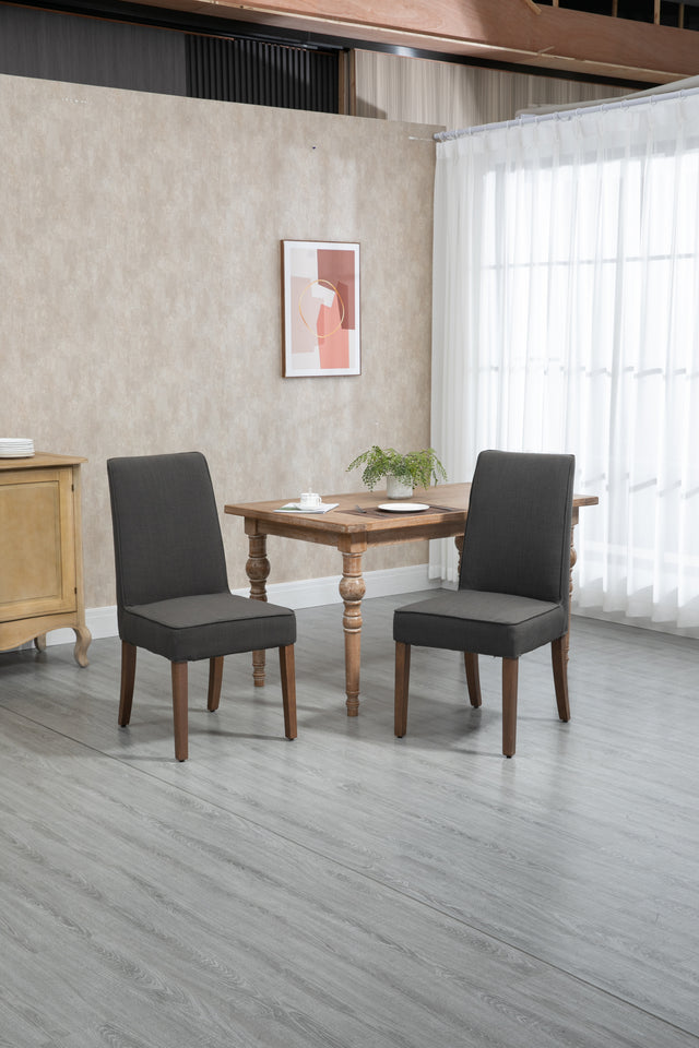 Cover Removable Interchangeable and Washable Gray Linen Upholstered Parsons Chair with Solid Wood Legs 2 PCS