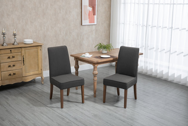 Cover Removable Interchangeable and Washable Gray Linen Upholstered Parsons Chair with Solid Wood Legs 2 PCS