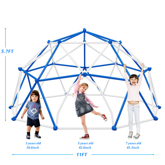 11ft Geometric Dome Climber Play Center, Kids Climbing Dome Tower, Rust & UV Resistant Steel Supporting 900 LBS
