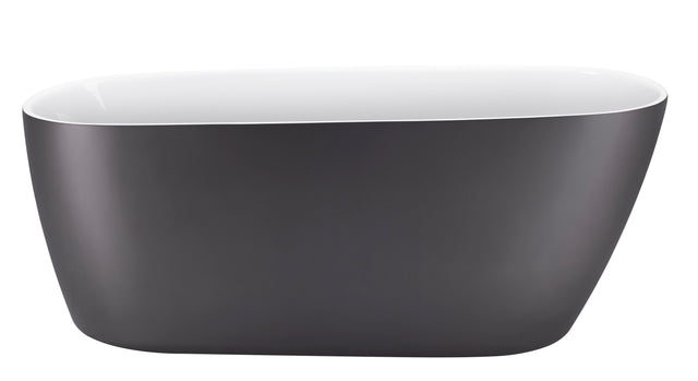 59" 100% Acrylic Freestanding Bathtub,Contemporary Soaking Tub,white inside and gray outside