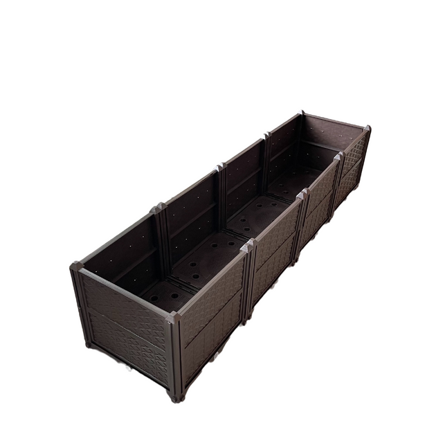 Rectangular Raised Garden Bed Kit Indoor Outdoor Plastic Planter Grow Box for Fresh Vegetables, Herbs, Flowers & Succulents, Brown, 61.41'' x 15.35'' x 14.17''