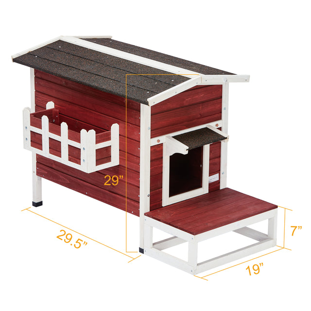 Feral Cat House, Larger Design for 3 Adult Outdoor Cats Weatherproof