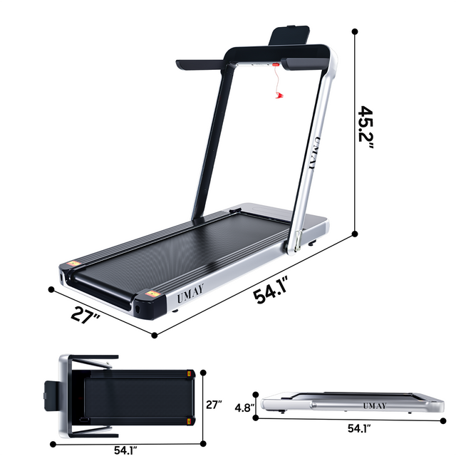 UMAY Folding Treadmill for Home with 4 inch LCD Display, 2.0 HP Motorized Running Machine with SPAX APP Control Bluetooth Speaker & phone Holder, Capacity 220 LBS(Note: Forbidden to sell on Amazon)