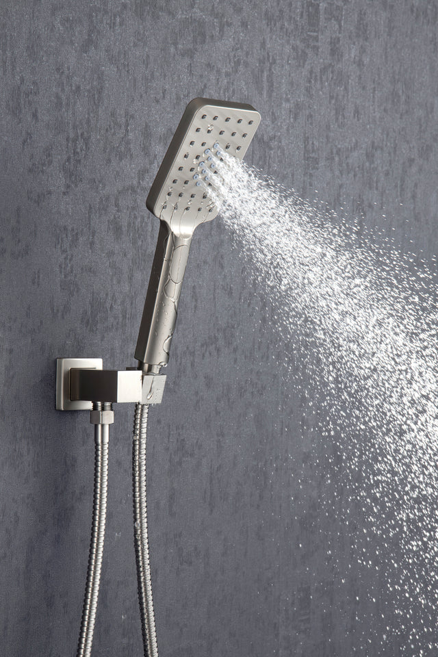 Shower Faucet Set Shower System with 12 Inch Rain Shower Head and Handheld, Bathroom Shower Combo Set Wall Mounted System Rough-in Valve Body and Trim Included.