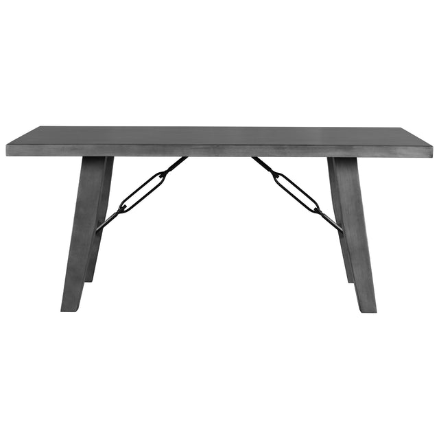 TREXM Industrial Style 72" Wooden Rectangular Table with Chain Bracket (Gray)