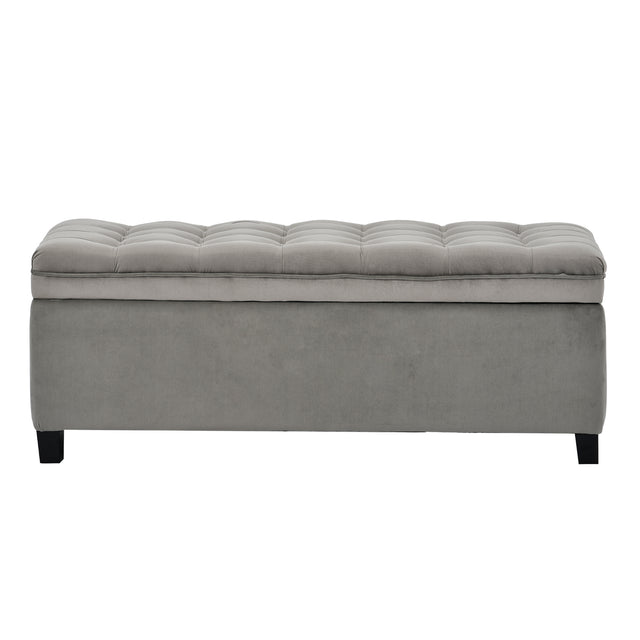 U-stye Upholstered Flip Top Storage Bench with Button Tufted Top