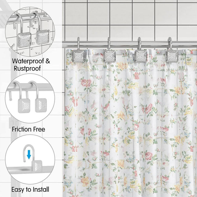 Silver Shower Curtain Hook, Zinc Alloy Hook, Set of 12