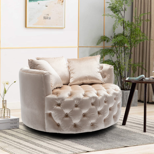 Modern Akili swivel accent chair barrel chair for hotel living room / Modern leisure chair Beige
