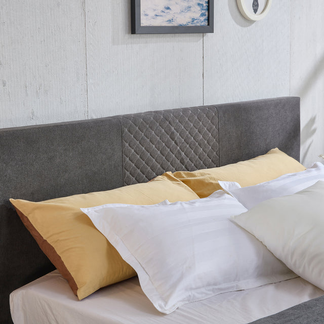 King Size Bed Frame, Tech cloth Upholstered Platform Bed Frame with Adjustable Headboard, Square Stitched Button Tech cloth Mattress Foundation with Wood Slats, Easy Assembly, No Box Spring Needed