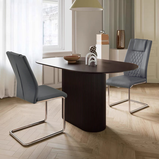 Modern Dining Chairs with Faux Leather Padded Seat Dining Living Room Chairs Upholstered Chair with Metal Legs Design for Kitchen, Living, Bedroom, Dining Room Side Chairs Set of 2 (grey+PU Leather)