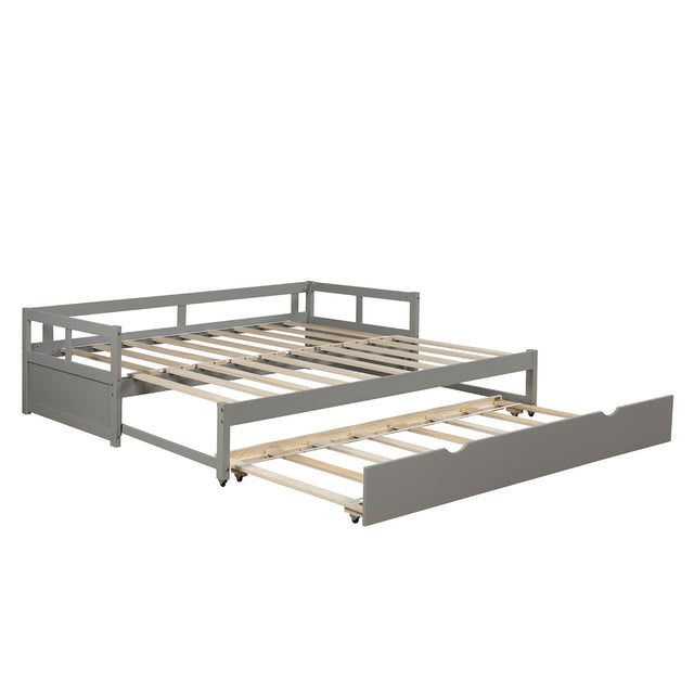 Extending Daybed with Trundle, Wooden Daybed with Trundle, Gray
