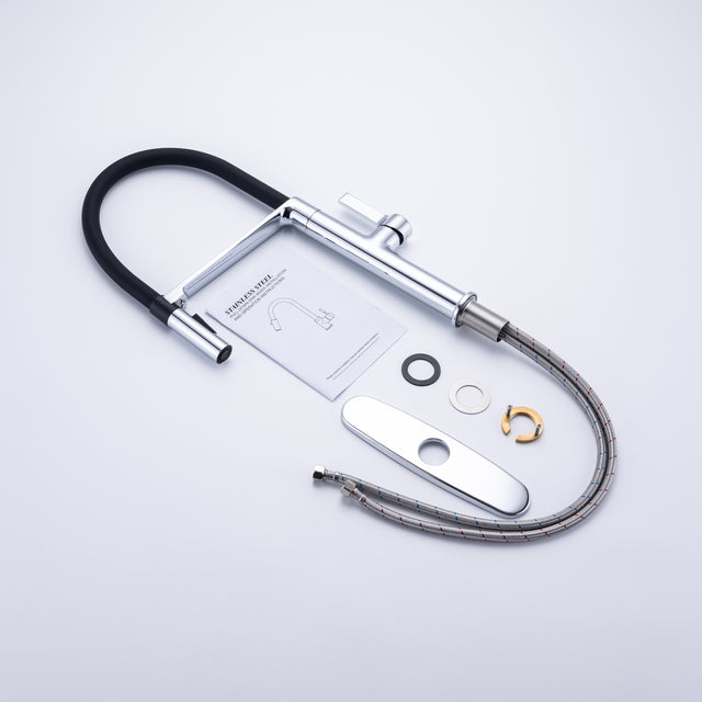 Pull-Down Kitchen Faucet with Two Functional Sprayer, Commercial Single Handle Single Lever Kitchen Sink Faucet with Magnetic Docking Spray Head, Quick Easy Installed Water Faucet