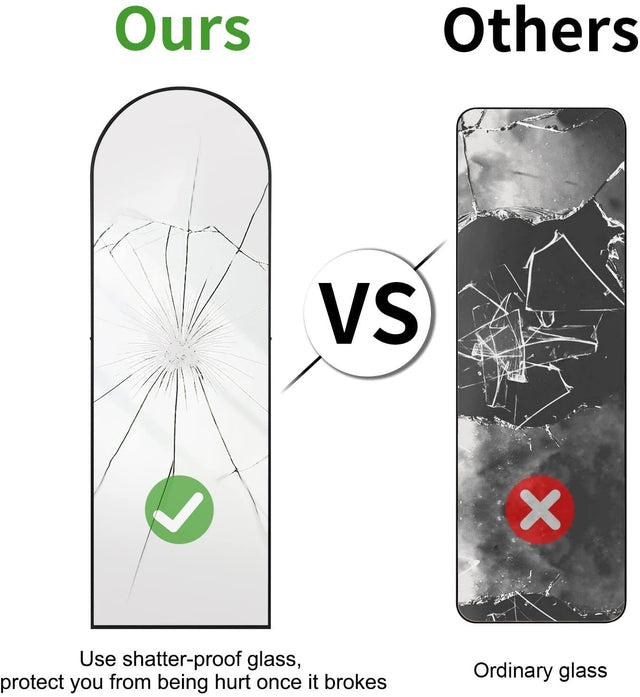 YSSOA Full Length Mirror, Arched-Top Full Body Mirror with Stand, Floor Mirror & Wall-Mounted Mirro