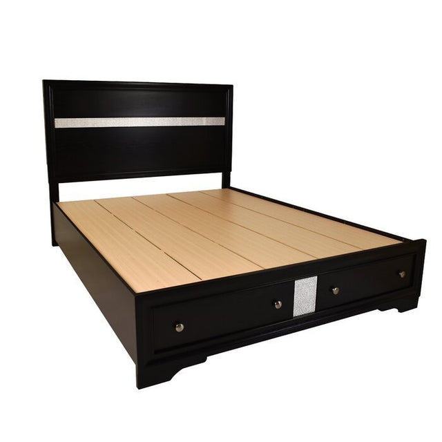 Traditional Matrix King 4 PC Storage Bedroom Set in Black made with Wood