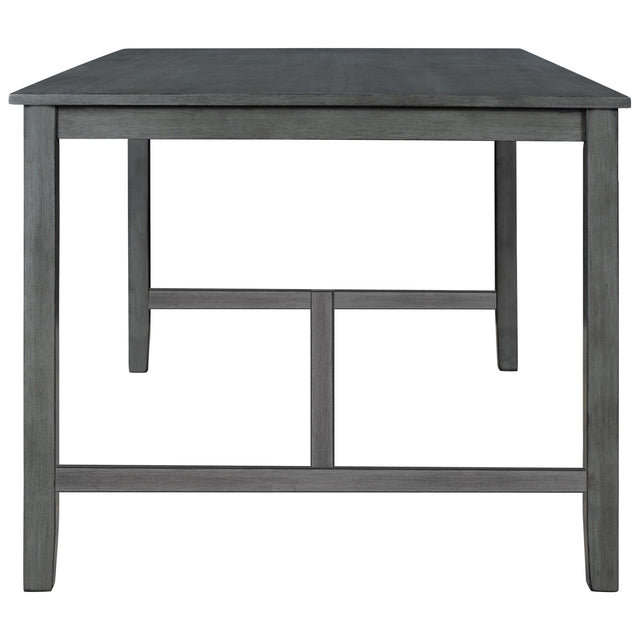 TOPMAX 6 Piece Wooden Dining Table set, Kitchen Table set with 4 Chairs and Bench, Farmhouse Rustic Style, Antique Graywash