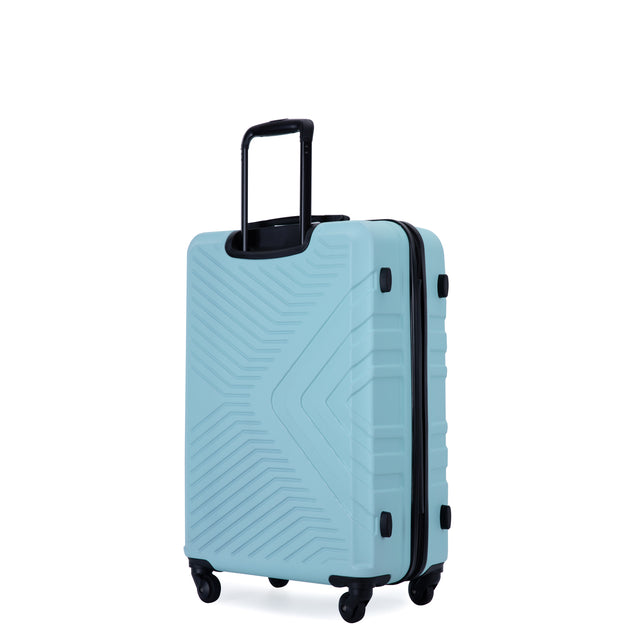 3 Piece Luggage Sets ABS Lightweight Suitcase with Two Hooks, Spinner Wheels, TSA Lock, (20/24/28) Green