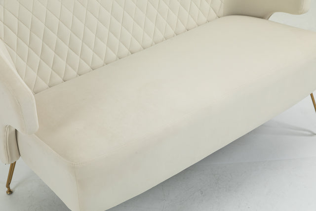 Twin Size Love seat Accent Sofa with Golden Metal Legs, Living Room Sofa with Tufted Backrest, 600 Pounds Weight Capacity