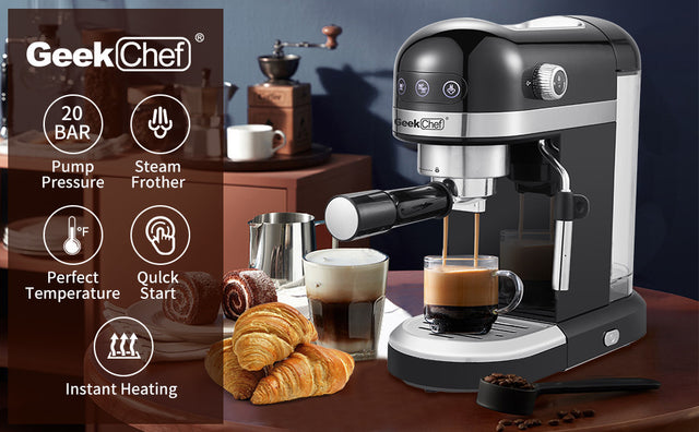 20 Bar Espresso Machine , 1350W High Performance, 1.4 Ldetachable transparent water tank, Thermo block beating system,With safety valve(Banned from selling on Amazon)