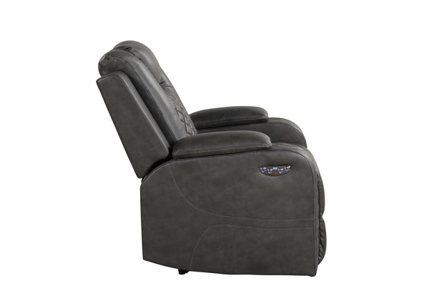 Benz LED & Power Recliner Chair Made With Faux Leather in Gray