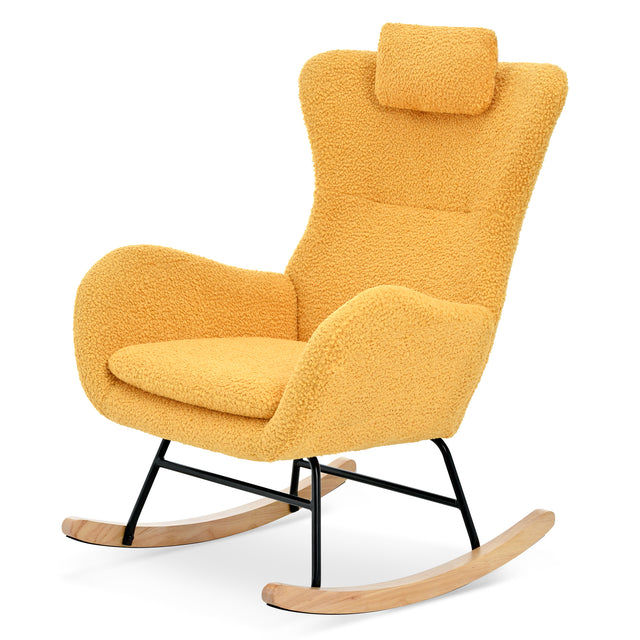 Rocking Chair - with rubber leg and cashmere fabric, suitable for living room and bedroom