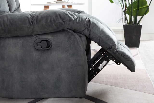 Recliner Chair Overstuffed, Manual Reclining Single Couch Wide Seat with Thickened Headrest and Back (Gray)