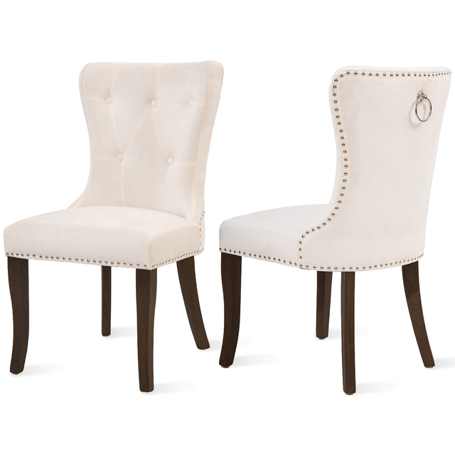 TOPMAX Dining Chair Tufted Armless Chair Upholstered Accent Chair, Set of 6 (Cream)