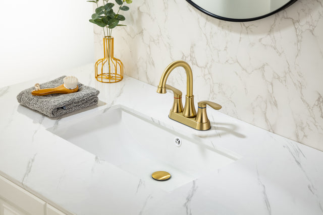 2-Handle Lavatory Faucet Brushed Nickel Bathroom Sink Faucet with Metal Pop-up Drain and Faucet Supply Lines