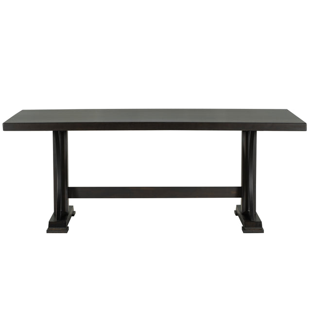 TREXM Retro Style Dining Table 78” Wood Rectangular Table, Seats up to 8 (Espresso)