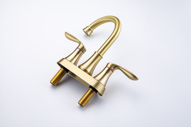 2-Handle Lavatory Faucet Brushed Nickel Bathroom Sink Faucet with Metal Pop-up Drain and Faucet Supply Lines