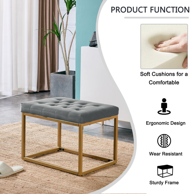 Velvet Shoe Changing Dark Grey Footstool, Square Vanity Chair, Sofa Stool,Makup Stool .Vanity Seat ,Rest Stool. Piano Bench.Suitable for Clothes Shop,Living Room, Porch, Fitting Room Bedroom