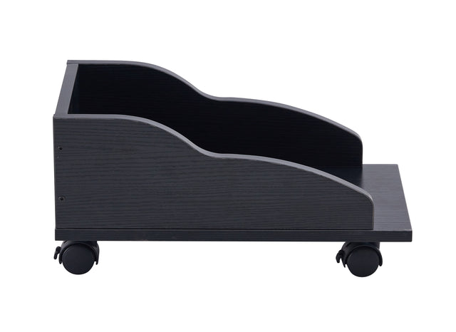 D&N solid wood computer Desk,office table with PC droller, storage shelves and file cabinet , two drawers, CPU tray,a shelf used for planting, single , black. 47.24''L 21.65''W 34.35''H