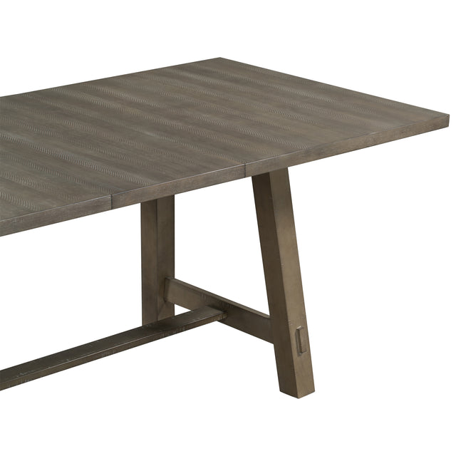 TREXM Retro Style Rectangular Dining Table Wood Extendable Dining Table with 18" Leaf, Seats up to 8 (Gray)