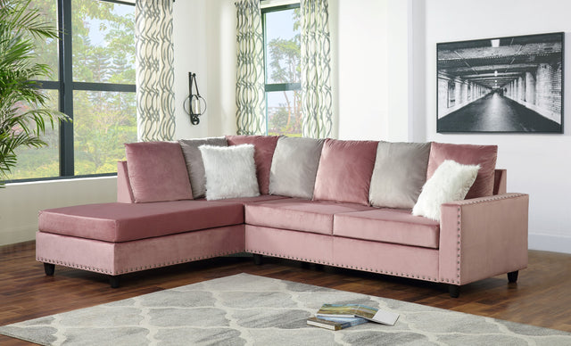 Martha Reversible Sectional Made with Wood in Pink