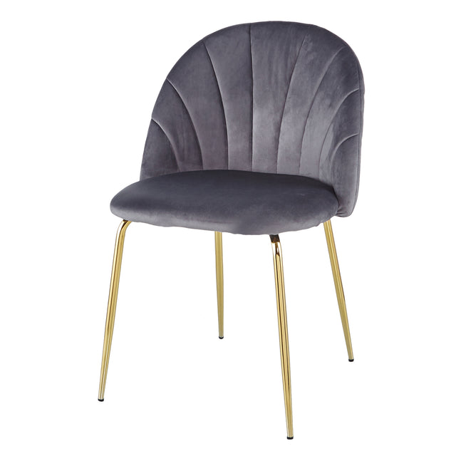 Modern Grey dining chair(set of 2 ) with iron tube golden legs, velvet cushions and comfortable backrest,(N.W 10.582 Ibs / 1piece ) suitable for dining room, living room, cafe, simple structure.