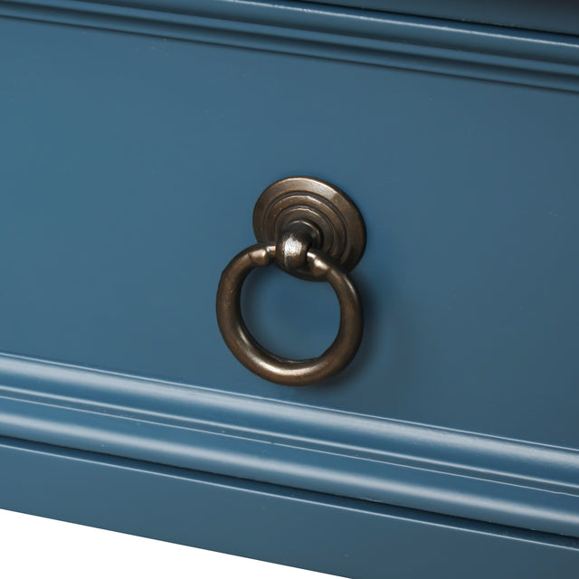 TREXM Console Table Sofa Table with Drawers for Entryway with Projecting Drawers and Long Shelf (Antique Navy)