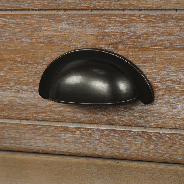 TREXM Rustic Storage Bench with 3 Drawers and 3 Rattan Baskets, Shoe Bench for Living Room, Entryway (White Washed)