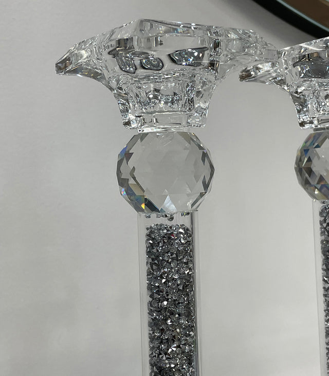 Ambrose Exquisite 2 Piece Candle Holders in Silver (Gift Box Included)