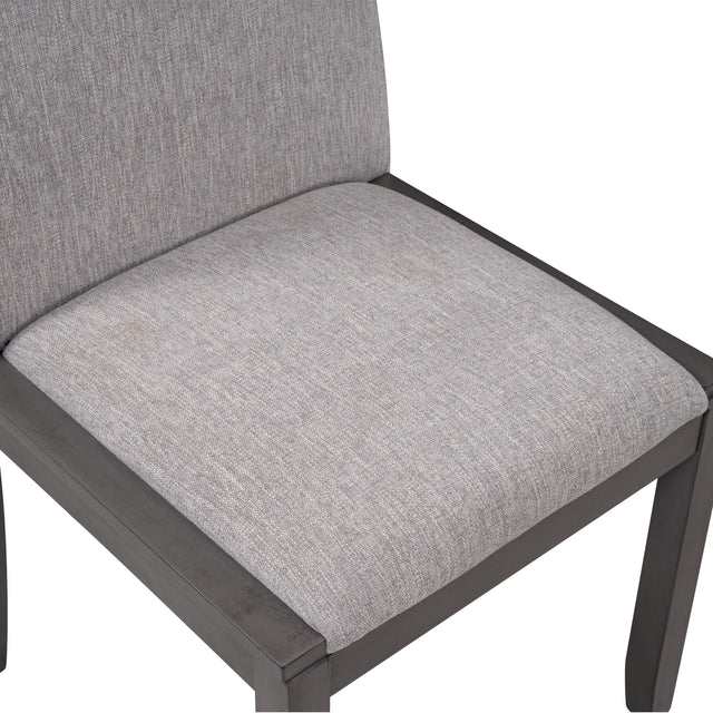 TOPMAX 5-Piece Dining Set, Wood Rectangular Table with 4 Linen Fabric Chairs, Gray