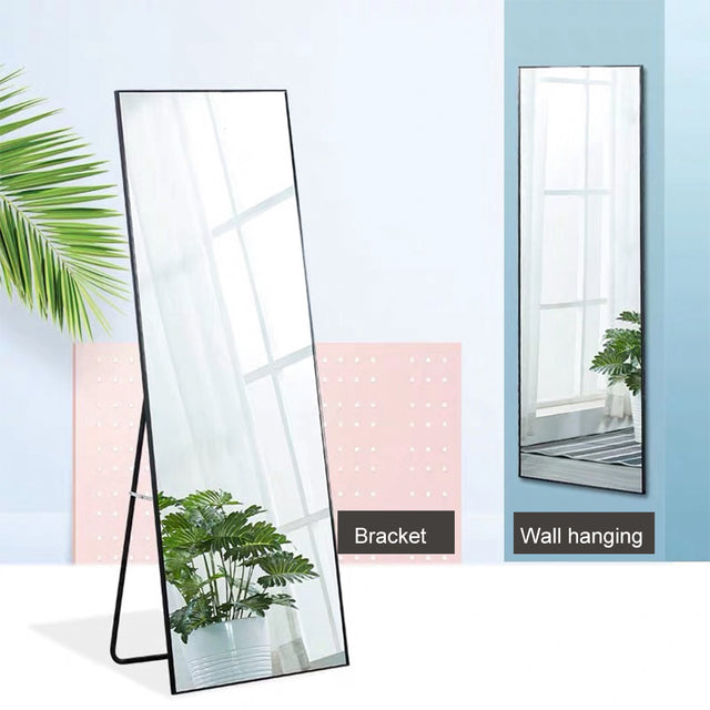 Miro 1500 400-b Full Length Mirror Floor Mirror Hanging Standing or Leaning, Bedroom Mirror Wall-Mounted Mirror with Black Aluminum Alloy Frame, 59" x 15.7"
