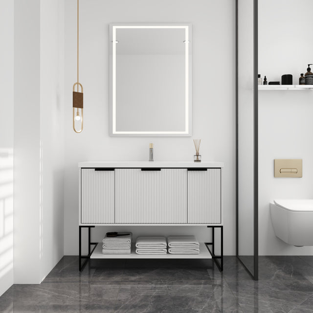48 Inch Freestanding Bathroom Vanity With Resin Basin,48x18-BVA01148WH