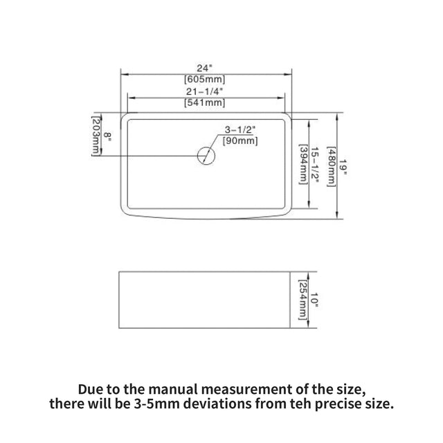 Small Farmhouse Sink -24 inch Kitchen Sink White Apron-Front Ceramic Single Bowl Small Reversible Farm Sink Laundry Room Sink
