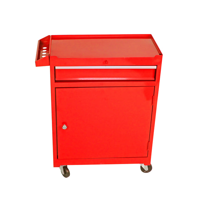 Detachable 5 Drawer Tool Chest with Bottom Cabinet and one Adjustable Shelf--Red