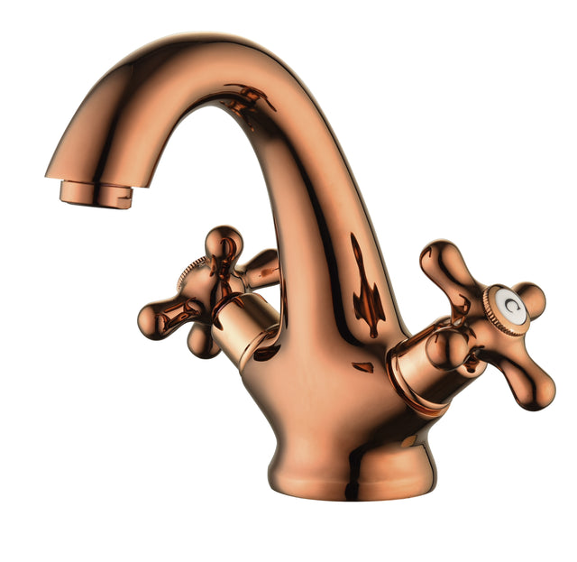 Rose Gold Bathroom Sink Faucet 2 Single Hole Vanity Vessel Sink Basin Cold and Hot Water Deck Mounted