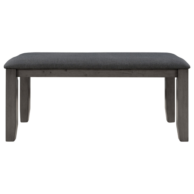 TREXM Dining Room Table and Chairs with Bench, Rustic Wood Dining Set, Set of 6 (Gray)