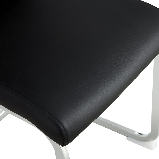 Modern Dining Chairs, PU Faux Leather High Back Upholstered Side Chair,for Dining Room Kitchen Vanity Patio Club Guest Office Chair (Set of 4) (Black+PU Leather)