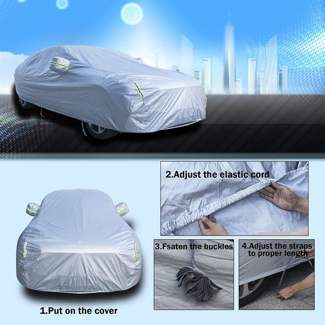 Car Cover Waterproof All Weather,6-Layer Heavy Duty Outdoor Cover for Sedans ,Waterproof, UV Protection, Anti-Scratch Protective Lining (Sedan (195-204" Long)