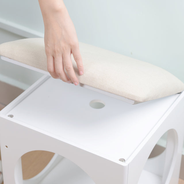 Multifunction Stackable Play Stool,Wood Stool,Pet Play Stool,Hollow Ottoman,White Finish