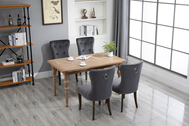 TOPMAX Dining Chair Tufted Armless Chair Upholstered Accent Chair, Set of 6 (Grey)