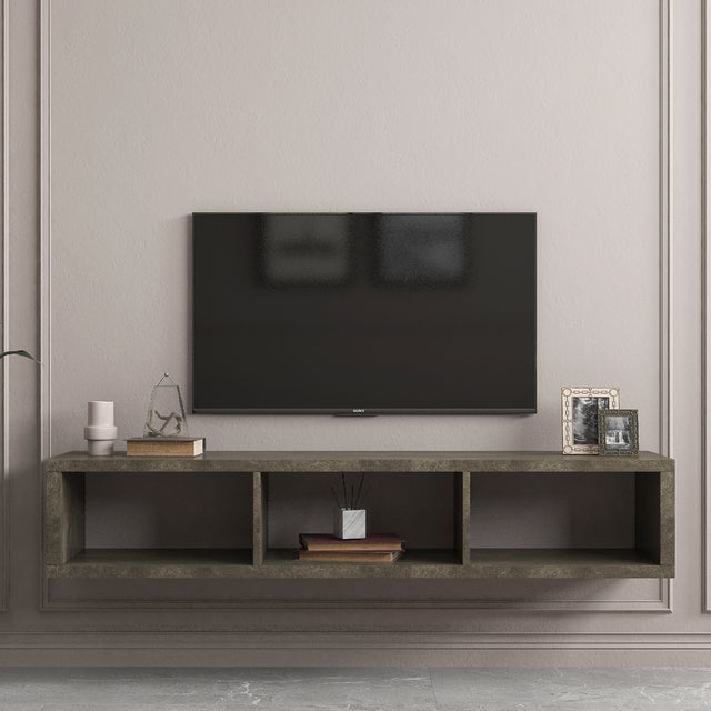 Shallow Floating TV Console, 60",Grey